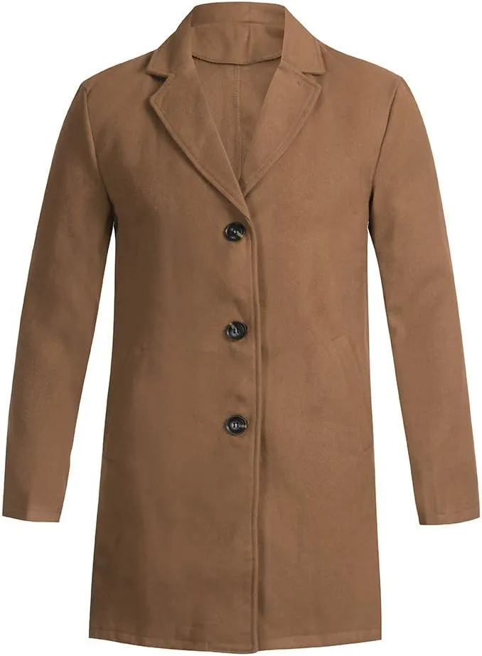 Trench Coat Men Men's Wool Trench Coat Long Premium Top Coat Overcoat Winter Business Suit