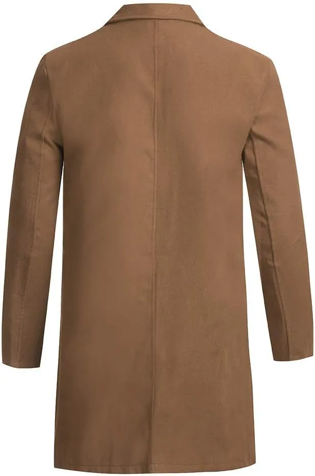 Trench Coat Men Men's Wool Trench Coat Long Premium Top Coat Overcoat Winter Business Suit