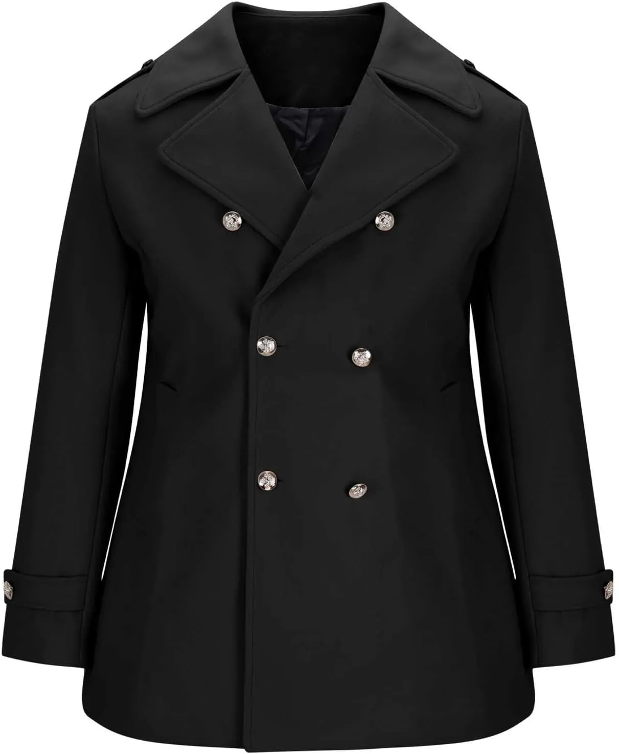 Trench Coat Men Mid Length Wool Coat Double Breasted Peacoat Lapel Open Front Cardigan Winter Outwear with Pockets