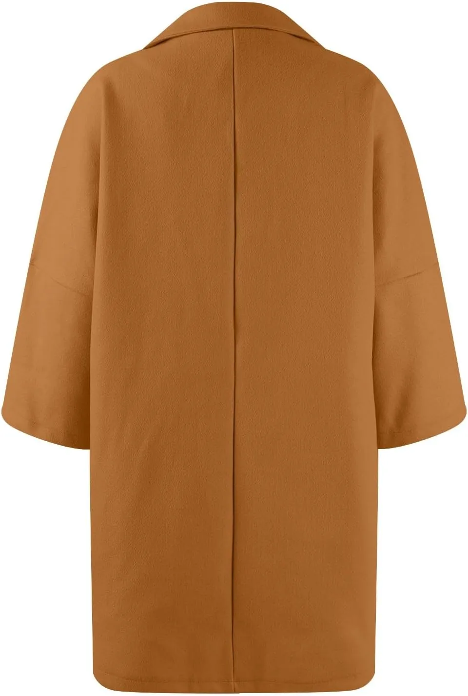 Trench Coat Women 3/4 Sleeve Lapel Neck Winter Pea Coats Casual Thermal Single Breasted Jacket Overcoat with Pockets