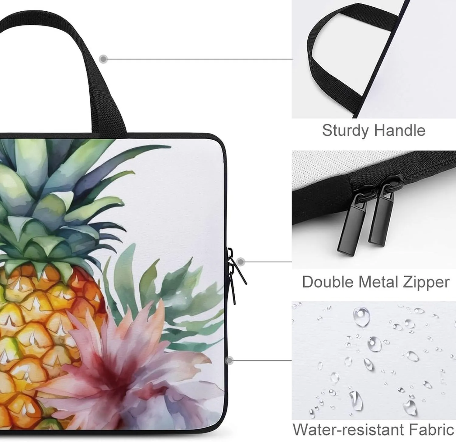 Tropical Pineapple Laptop Bag Durable Laptop Sleeve Water-Resistant Notebook Bag for Computer Or Tablet