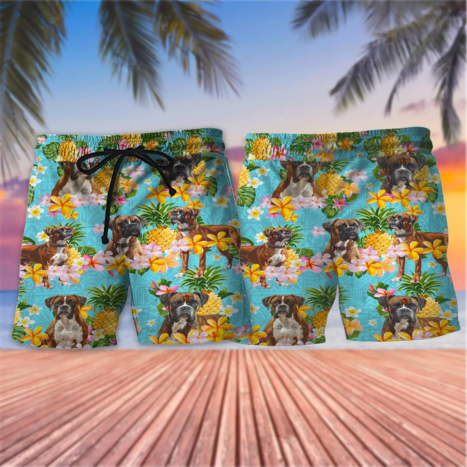 Tropical Summer Swim Trunks Men - Dog Lovers Men's Summer Quick-Dry Swim Shorts with Pockets Series 04