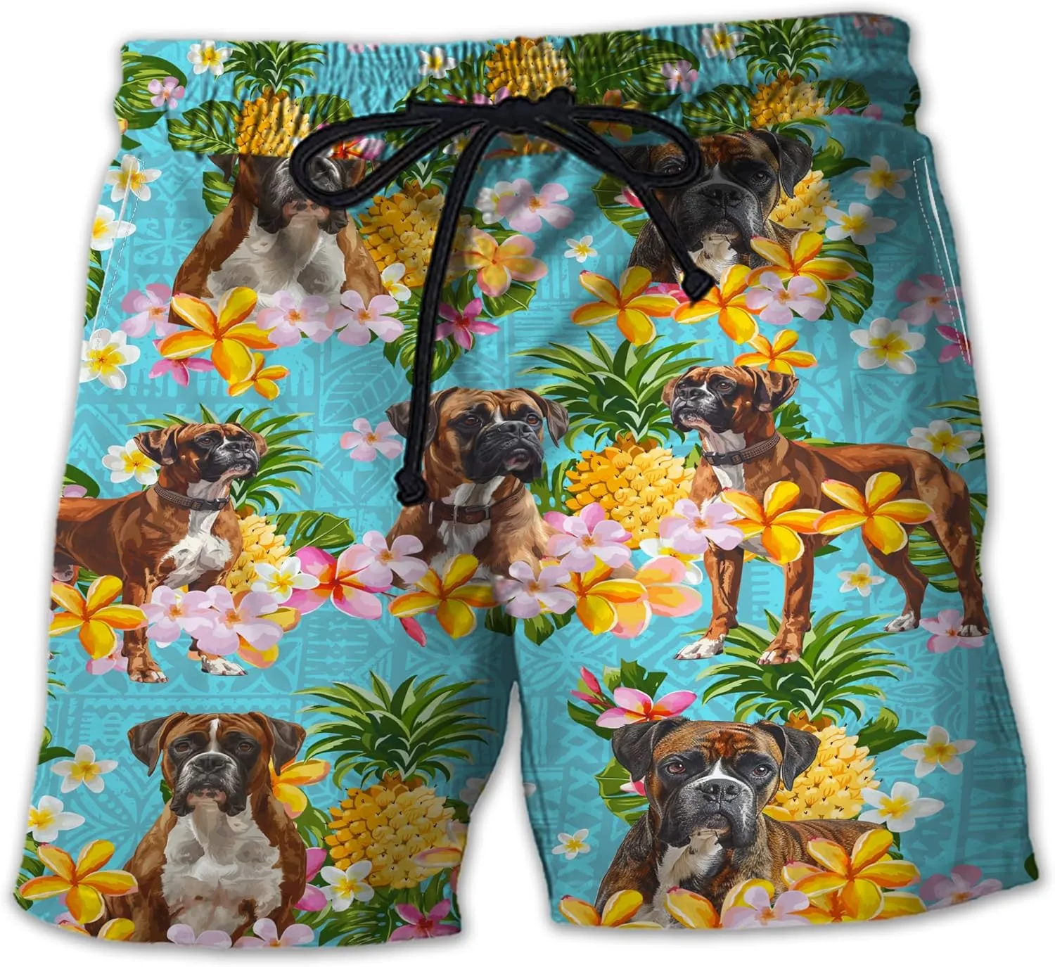 Tropical Summer Swim Trunks Men - Dog Lovers Men's Summer Quick-Dry Swim Shorts with Pockets Series 04