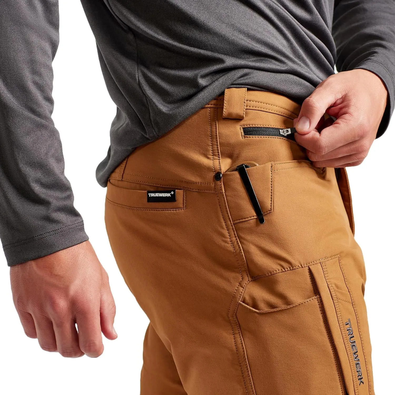 TRUEWERK Men's Work Pants - T2 WerkPant Technical Workwear, Water Resistant, Lightweight, Multi-Pocket with 4-Way Stretch
