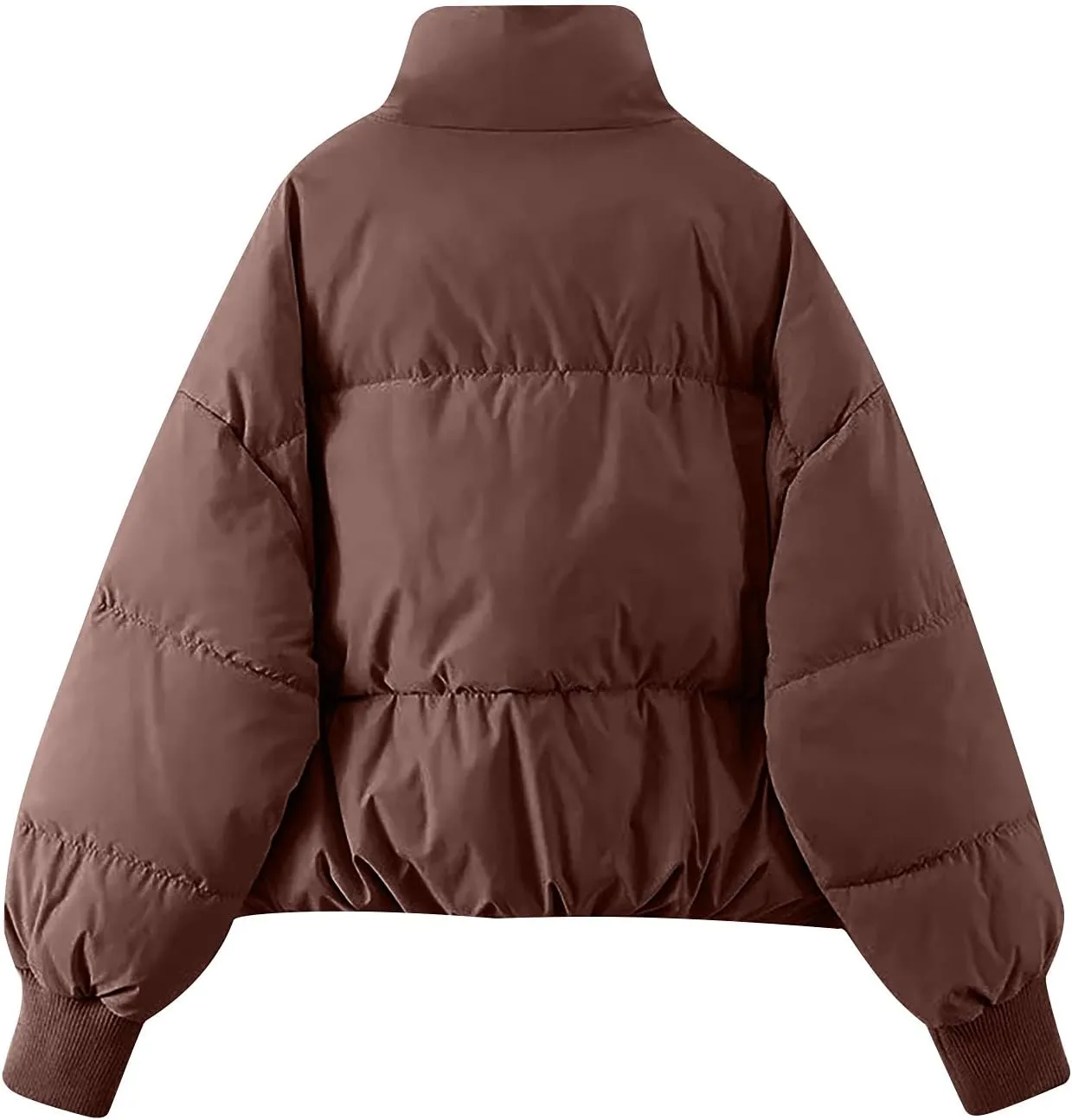 tuduoms Womens Winter Jackets Baggy Puffer Short Jacket Full Zip Cropped Down Coat Teen Girls Light Quilted Parka Outwear