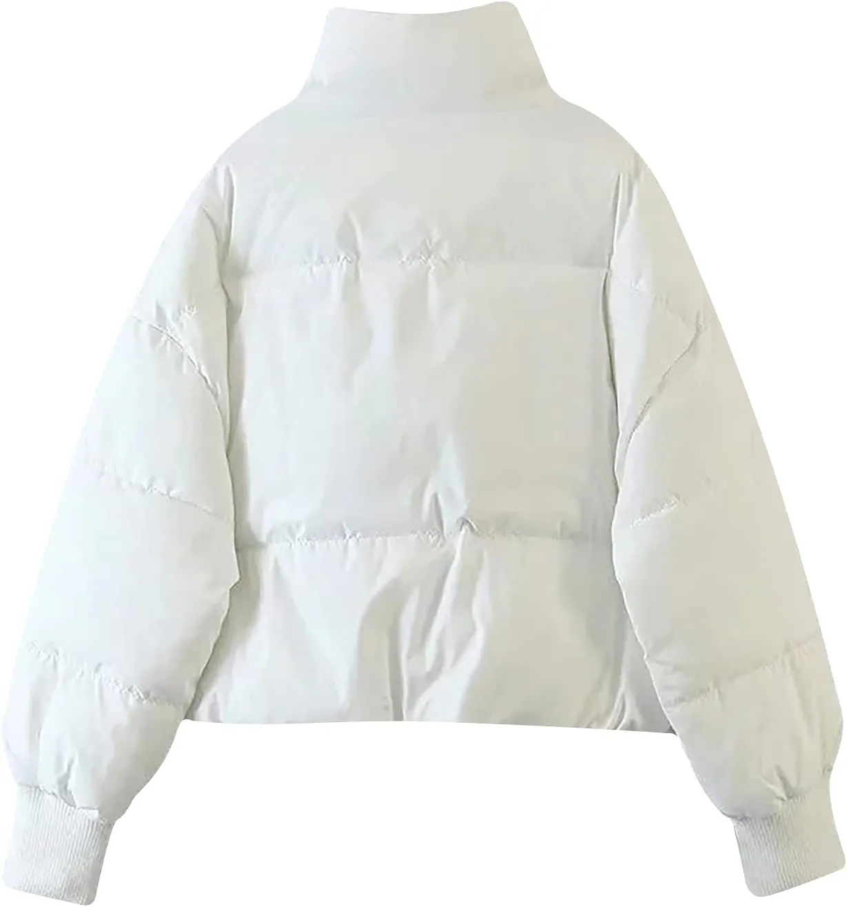 tuduoms Womens Winter Jackets Baggy Puffer Short Jacket Full Zipper Cropped Down Coat Teen Girls Light Quilted Parka Outwear