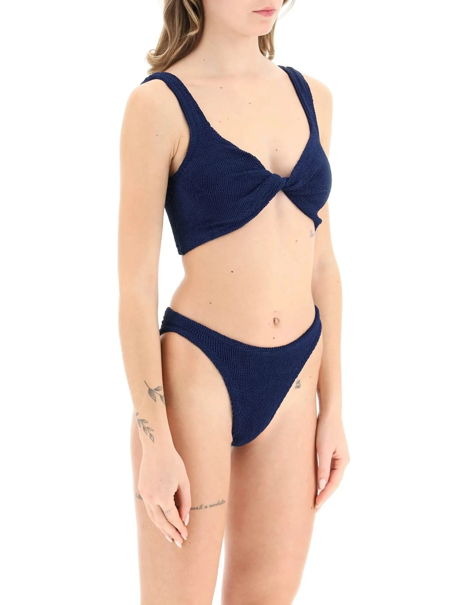 Twisted Front Textured Swim Set