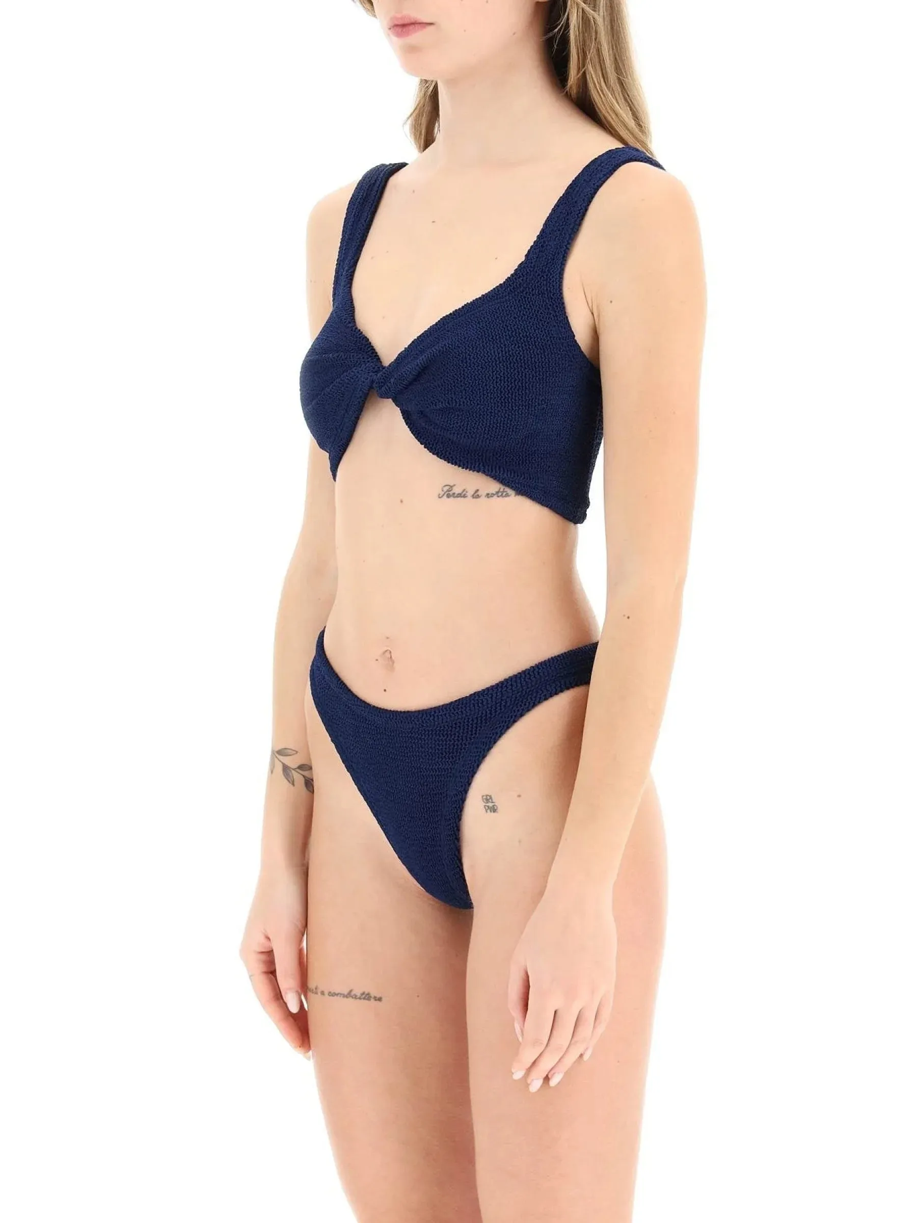 Twisted Front Textured Swim Set