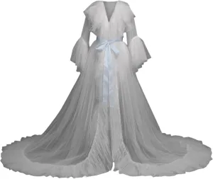 Underwear for Women Loose Women Fashion Sexy Tulle Robe Long Lingerie Nightgown Bathrobe Sleepwear Bridal Skinny