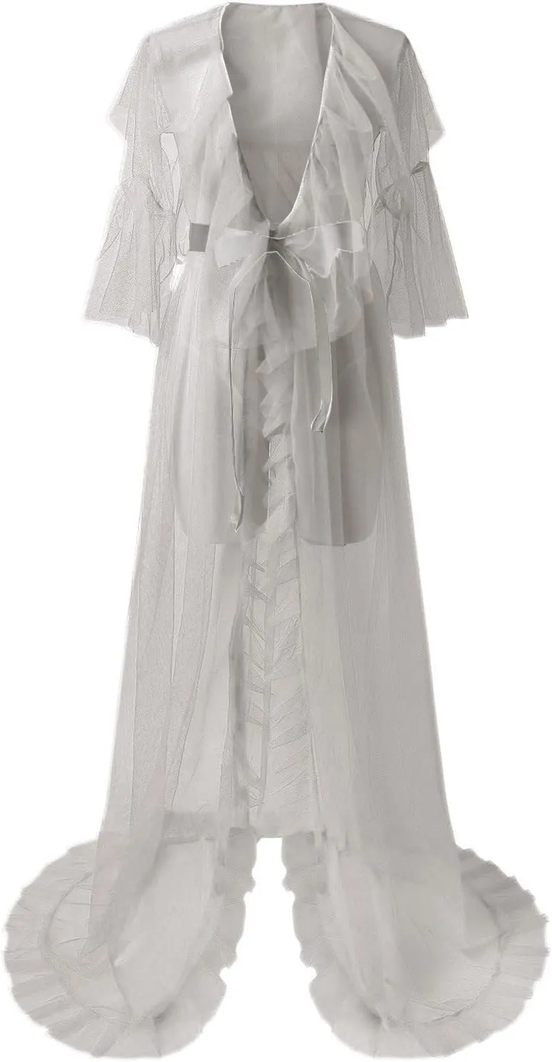 Underwear for Women Loose Women Fashion Sexy Tulle Robe Long Lingerie Nightgown Bathrobe Sleepwear Bridal Skinny