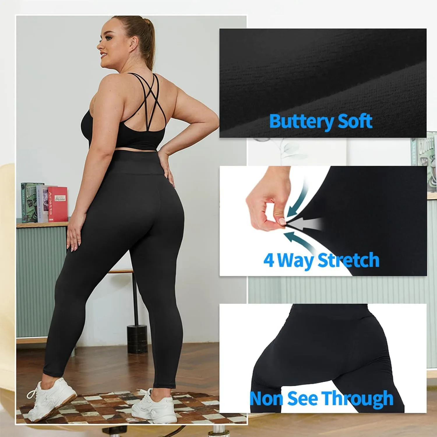 UNICOLD 3 Pack Plus Size Leggings for Women High Waisted Stretchy Soft Yoga Pants for Workout Fitness Running