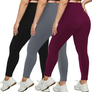 UNICOLD 3 Pack Plus Size Leggings for Women High Waisted Stretchy Soft Yoga Pants for Workout Fitness Running