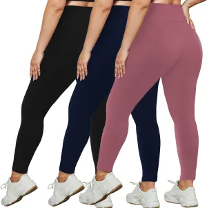 UNICOLD 3 Pack Plus Size Leggings for Women High Waisted Stretchy Soft Yoga Pants for Workout Fitness Running