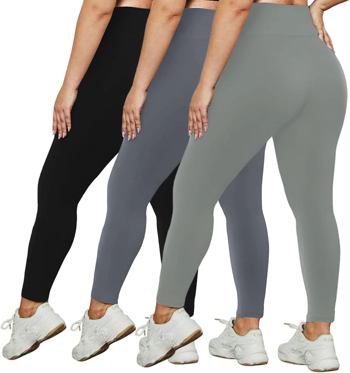 UNICOLD 3 Pack Plus Size Leggings for Women High Waisted Stretchy Soft Yoga Pants for Workout Fitness Running