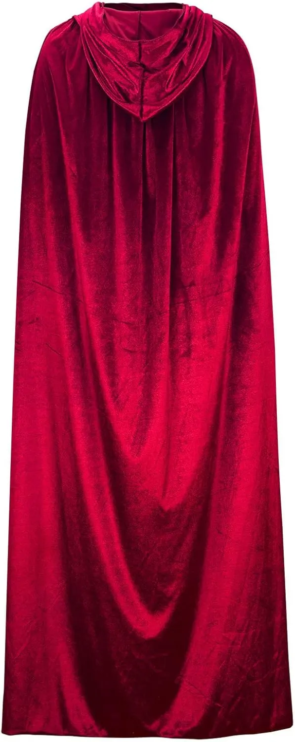 Unisex Full Length Hooded Robe Cloak Velvet Cape Cosplay Costume Winter Warm Gothic Long Coat Role Play
