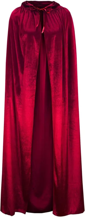 Unisex Full Length Hooded Robe Cloak Velvet Cape Cosplay Costume Winter Warm Gothic Long Coat Role Play