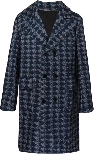 utcoco Men's Business Wool Blend Overcoat Notched Collar Double Breasted Mid Long Pea Trench Coat