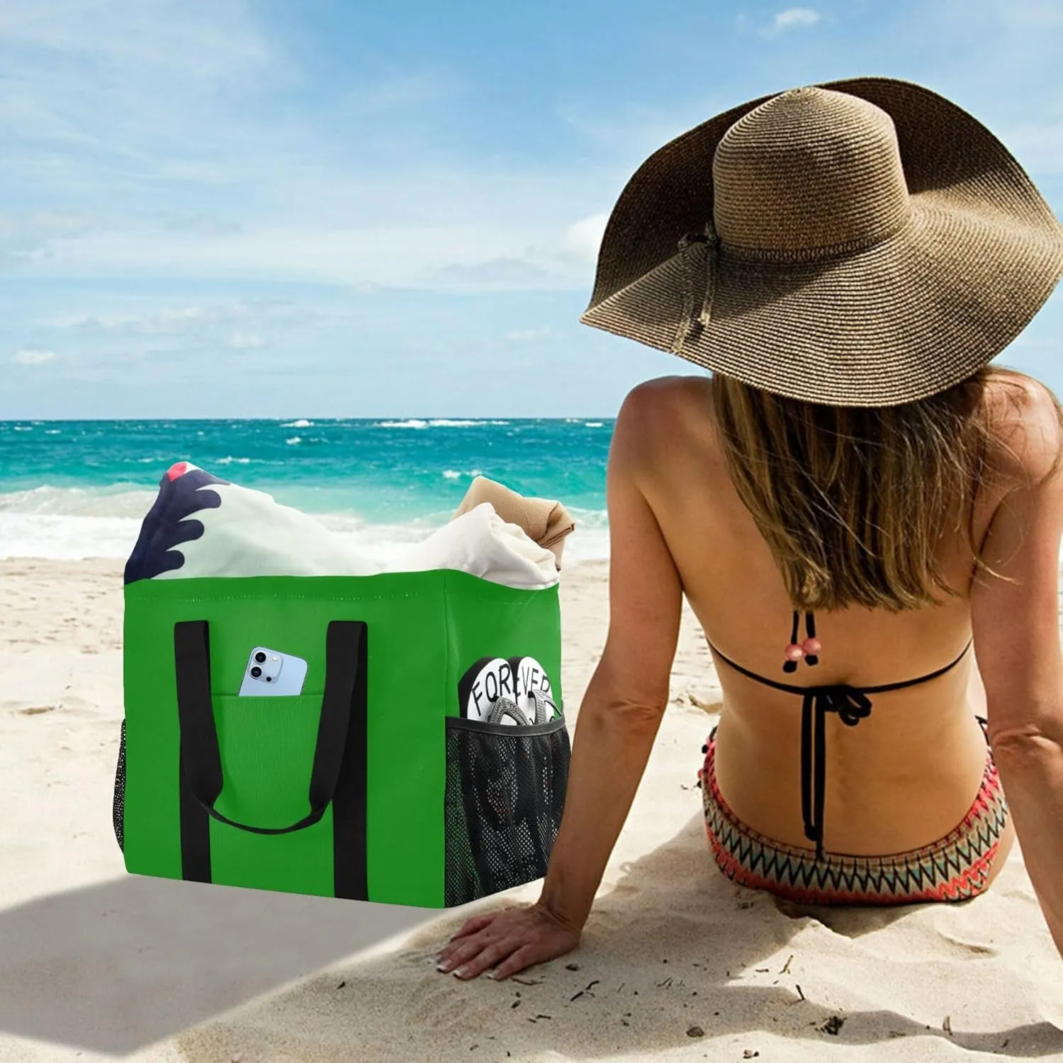 Utility Storage Bags Foldable Beach Bag Water Resistant with Handles Carrying Bag