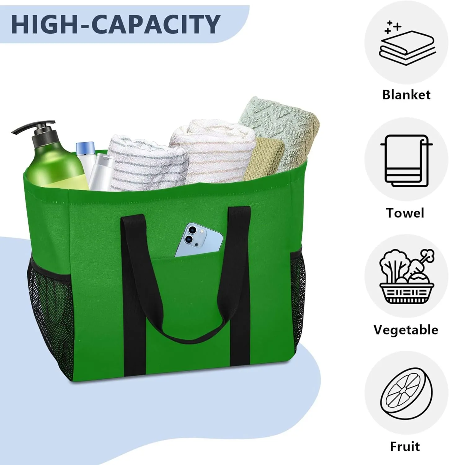 Utility Storage Bags Foldable Beach Bag Water Resistant with Handles Carrying Bag