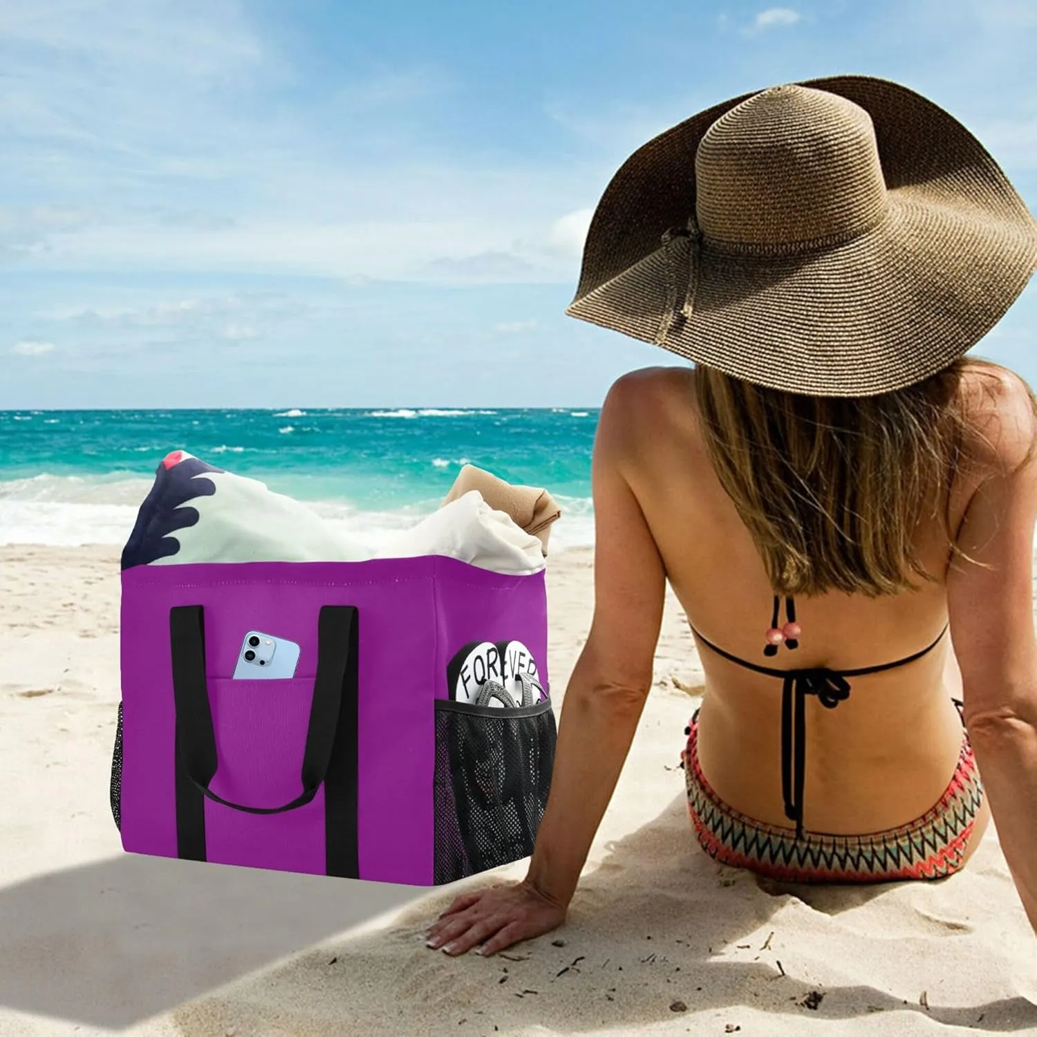Utility Storage Bags Foldable Beach Bag Water Resistant with Handles Carrying Bag