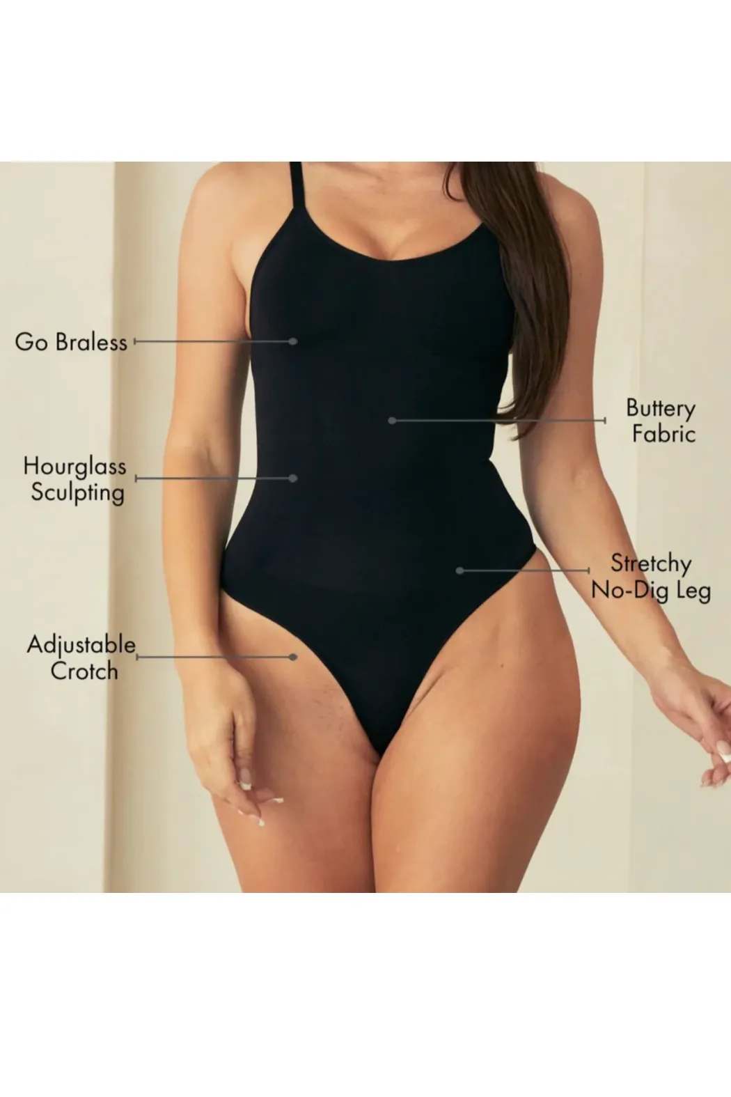 V Neck Spaghetti Butter Sculpt Seamless