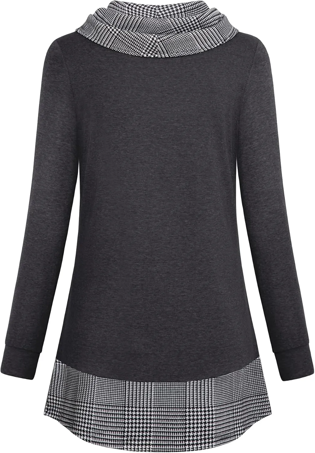 VALOLIA Womens Cowl Neck Long Sleeve Tunic Tops Button Casual Loose Shirts