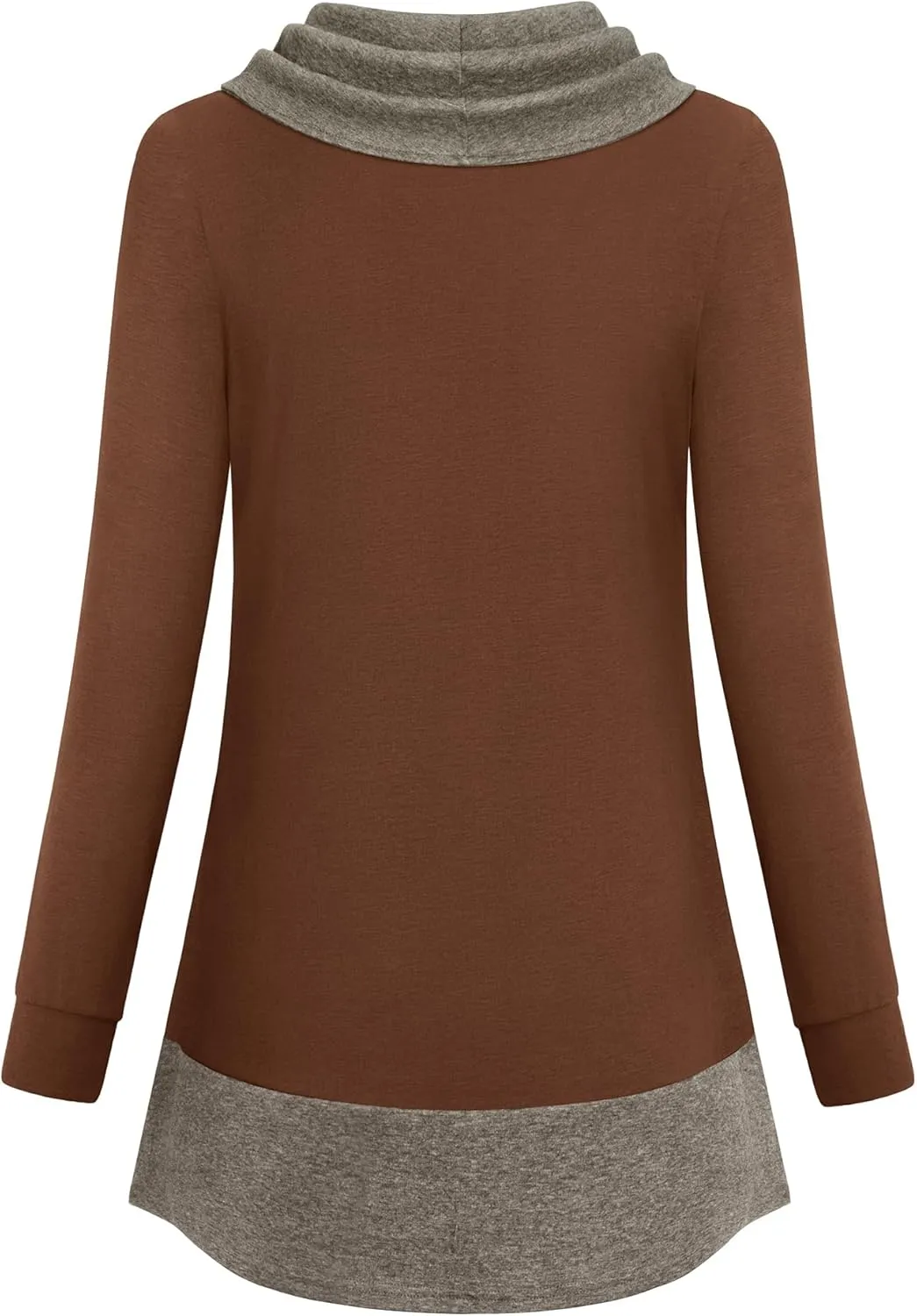 VALOLIA Womens Cowl Neck Long Sleeve Tunic Tops Button Casual Loose Shirts