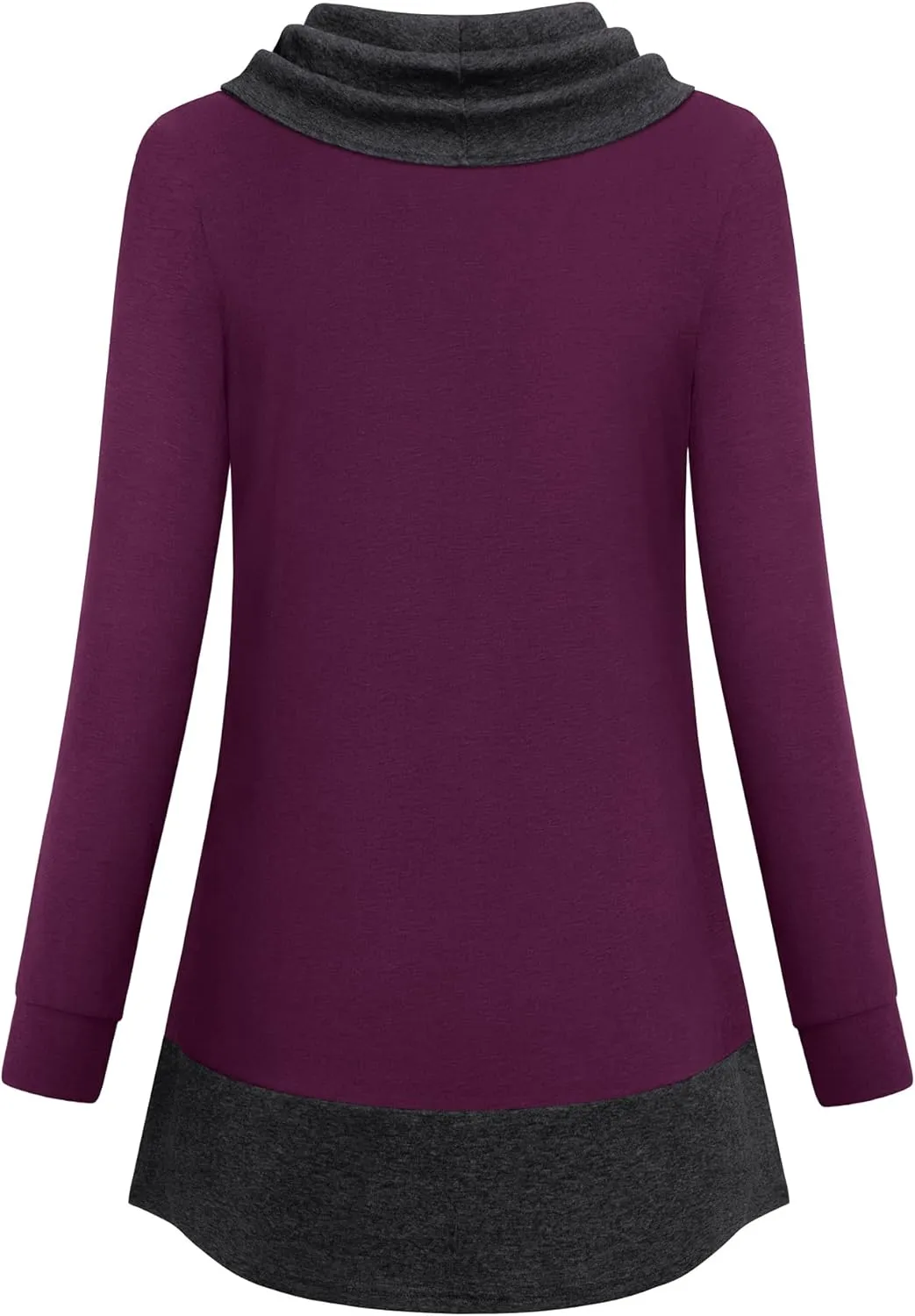 VALOLIA Womens Cowl Neck Long Sleeve Tunic Tops Button Casual Loose Shirts