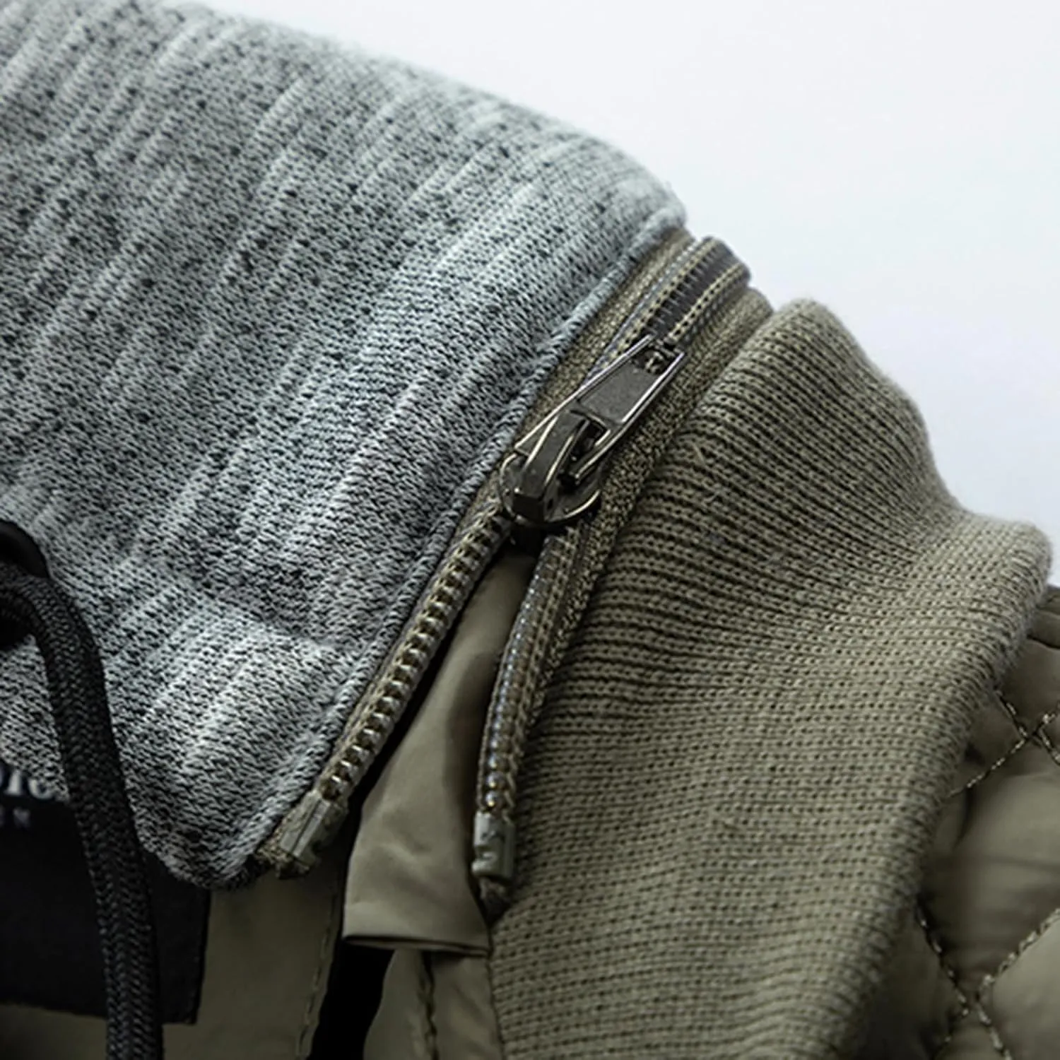 Varsity Jacket Men Diamond Quilted Jackets Winter Warm Padded Cotton Coat Outdoor Casual Zip Up Outerwear with Removable Hood