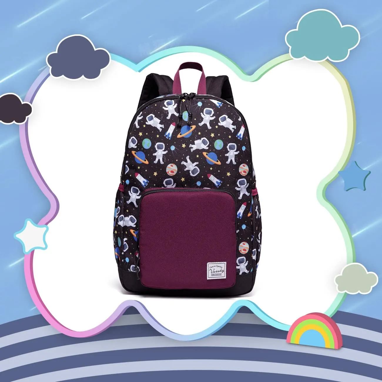 VASCHY Kids backpacks, Cute Lightweight Water Resistant Preschool Backpack for Boys and Girls Chest Strap