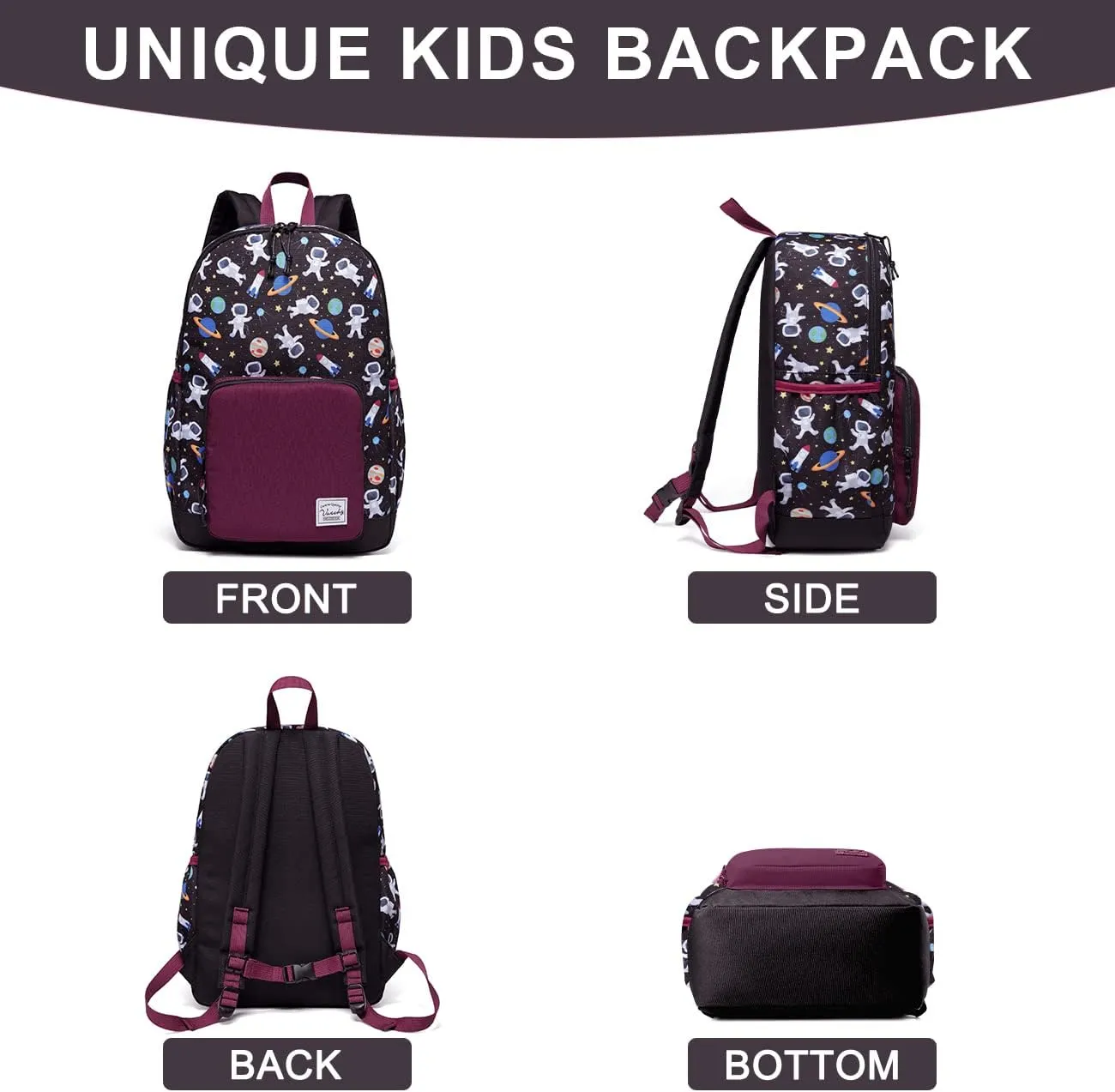 VASCHY Kids backpacks, Cute Lightweight Water Resistant Preschool Backpack for Boys and Girls Chest Strap