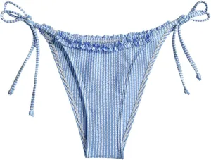 Verdusa Women's Striped Ruffle Cheeky Bikini Bottoms Tie Side High Cut Swimsuit Bottom