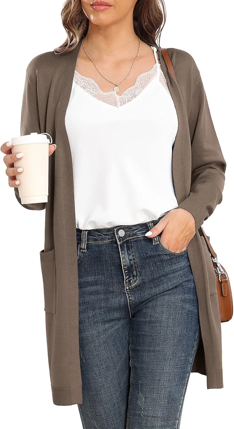 VIISHOW Women's Classic Cardigans Long Sleeve Open Front Casual Knit Cardigan Sweaters Coat Soft Outwear
