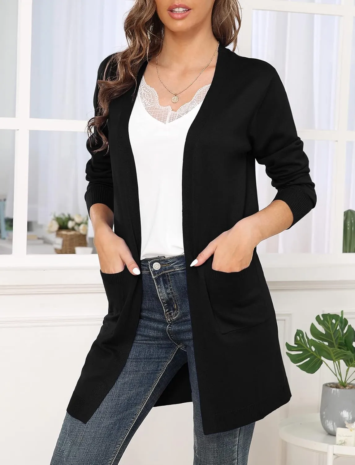VIISHOW Women's Classic Cardigans Long Sleeve Open Front Casual Knit Cardigan Sweaters Coat Soft Outwear