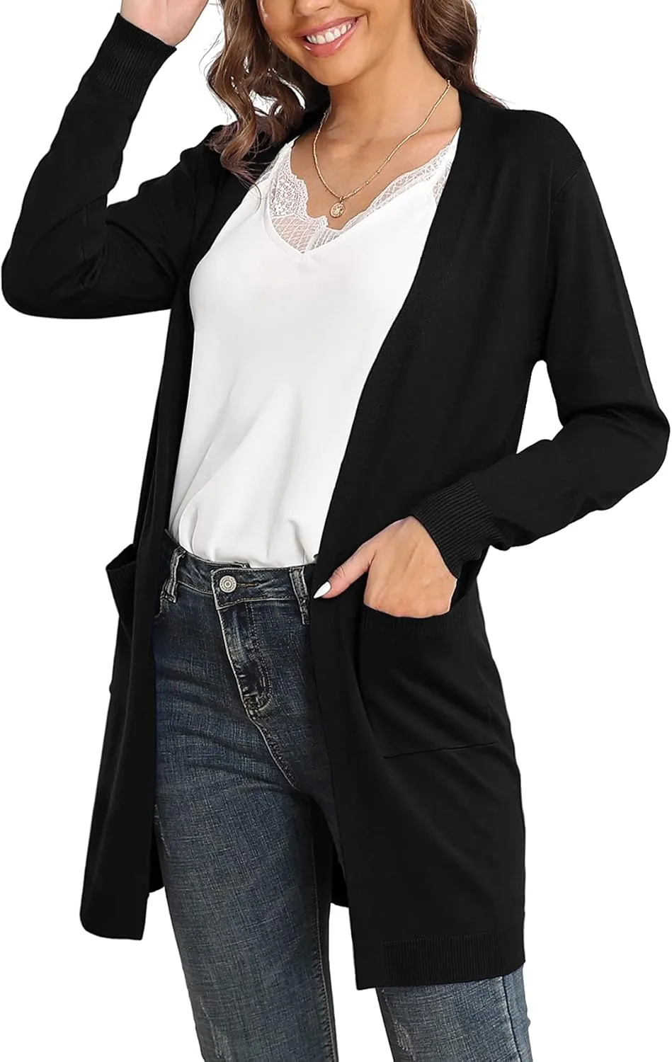 VIISHOW Women's Classic Cardigans Long Sleeve Open Front Casual Knit Cardigan Sweaters Coat Soft Outwear