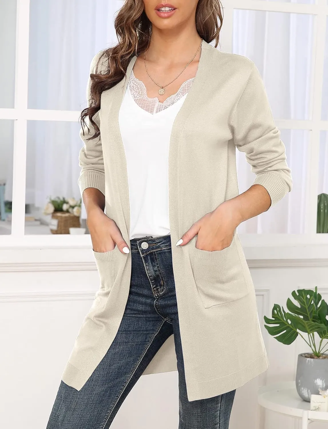 VIISHOW Women's Classic Cardigans Long Sleeve Open Front Casual Knit Cardigan Sweaters Coat Soft Outwear