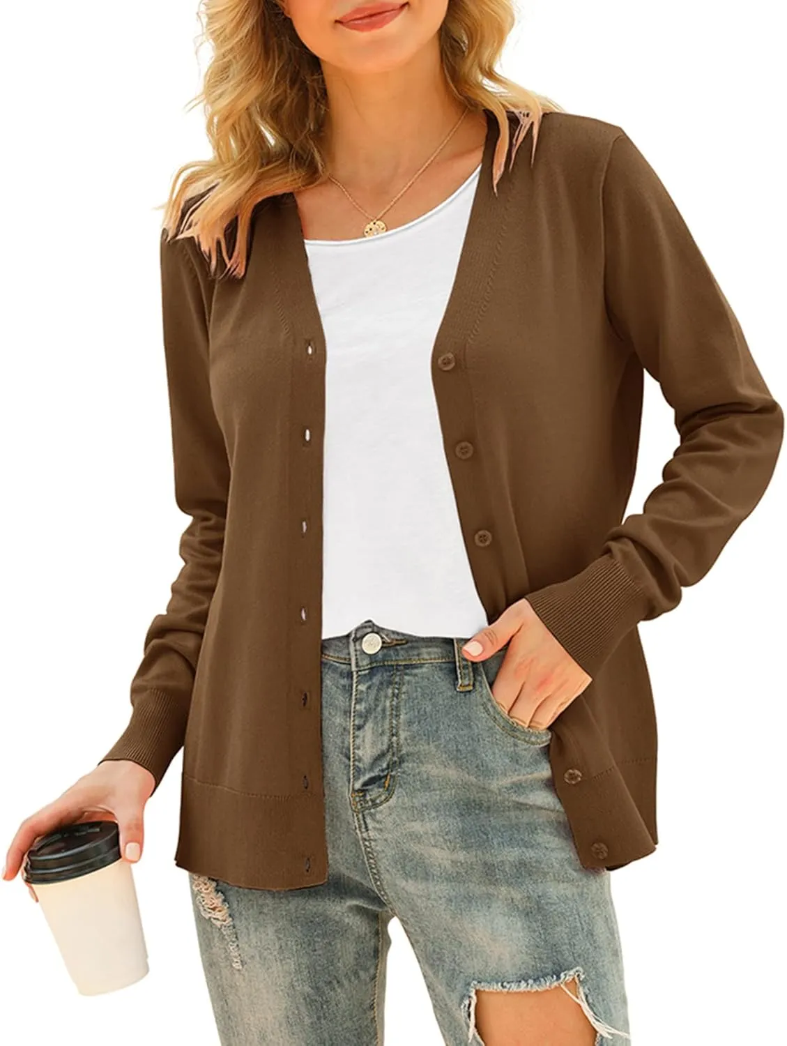 VIISHOW Women's V Neck Button Down Knitwear Long Sleeve Soft Basic Knit Cardigan Sweater