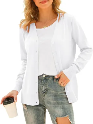 VIISHOW Women's V Neck Button Down Knitwear Long Sleeve Soft Basic Knit Cardigan Sweater