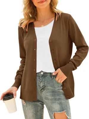 VIISHOW Women's V Neck Button Down Knitwear Long Sleeve Soft Basic Knit Cardigan Sweater
