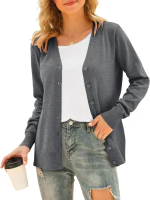 VIISHOW Women's V Neck Button Down Knitwear Long Sleeve Soft Basic Knit Cardigan Sweater