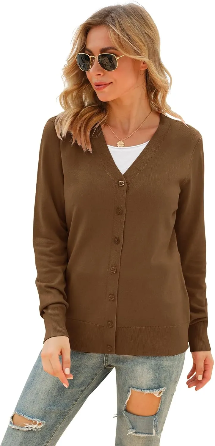 VIISHOW Women's V Neck Button Down Knitwear Long Sleeve Soft Basic Knit Cardigan Sweater