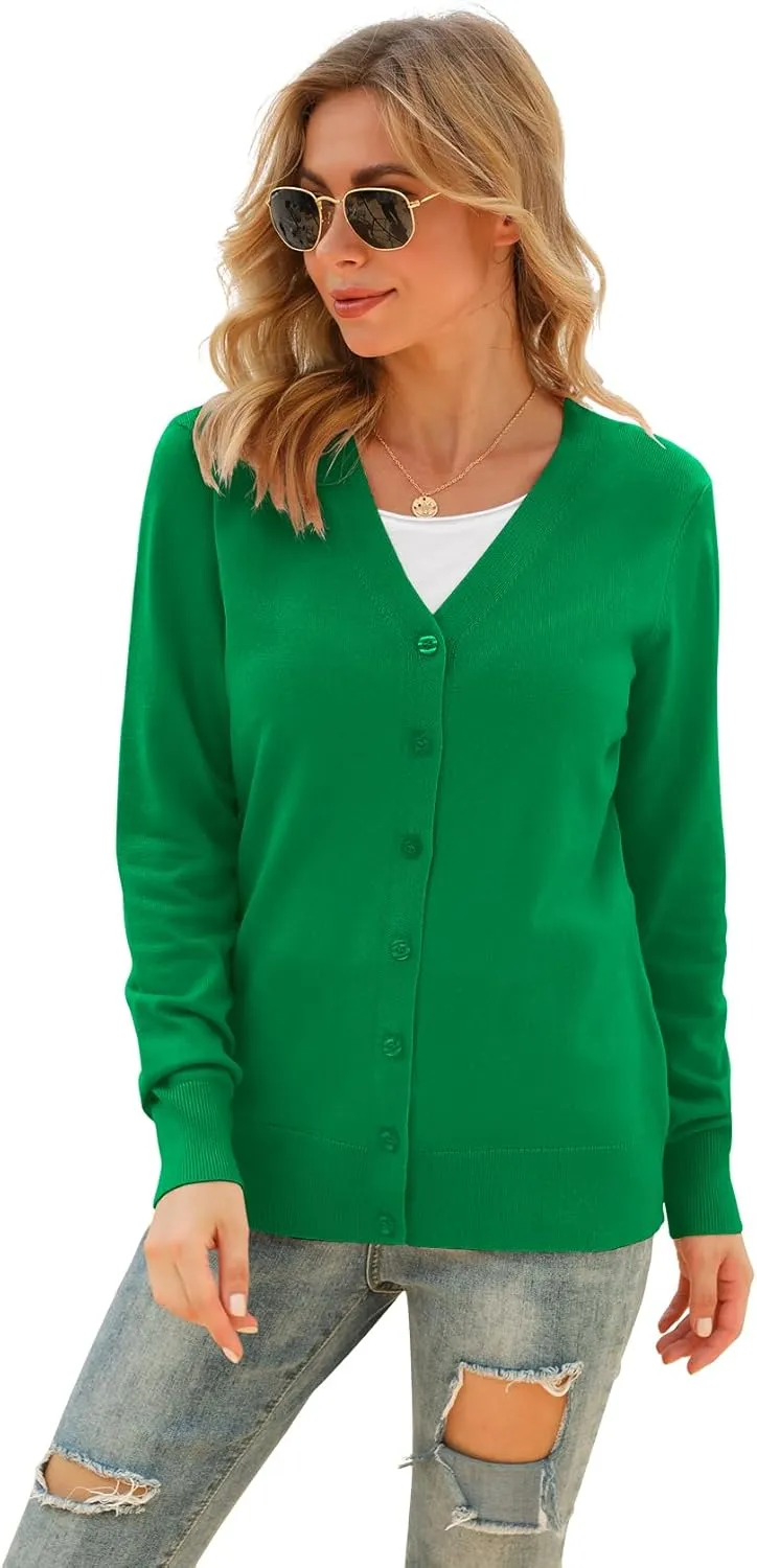 VIISHOW Women's V Neck Button Down Knitwear Long Sleeve Soft Basic Knit Cardigan Sweater