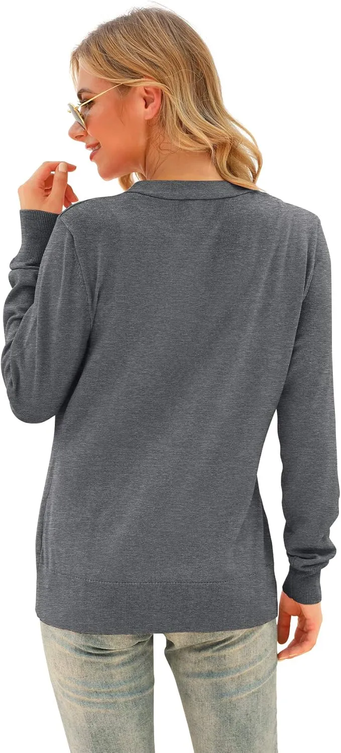 VIISHOW Women's V Neck Button Down Knitwear Long Sleeve Soft Basic Knit Cardigan Sweater