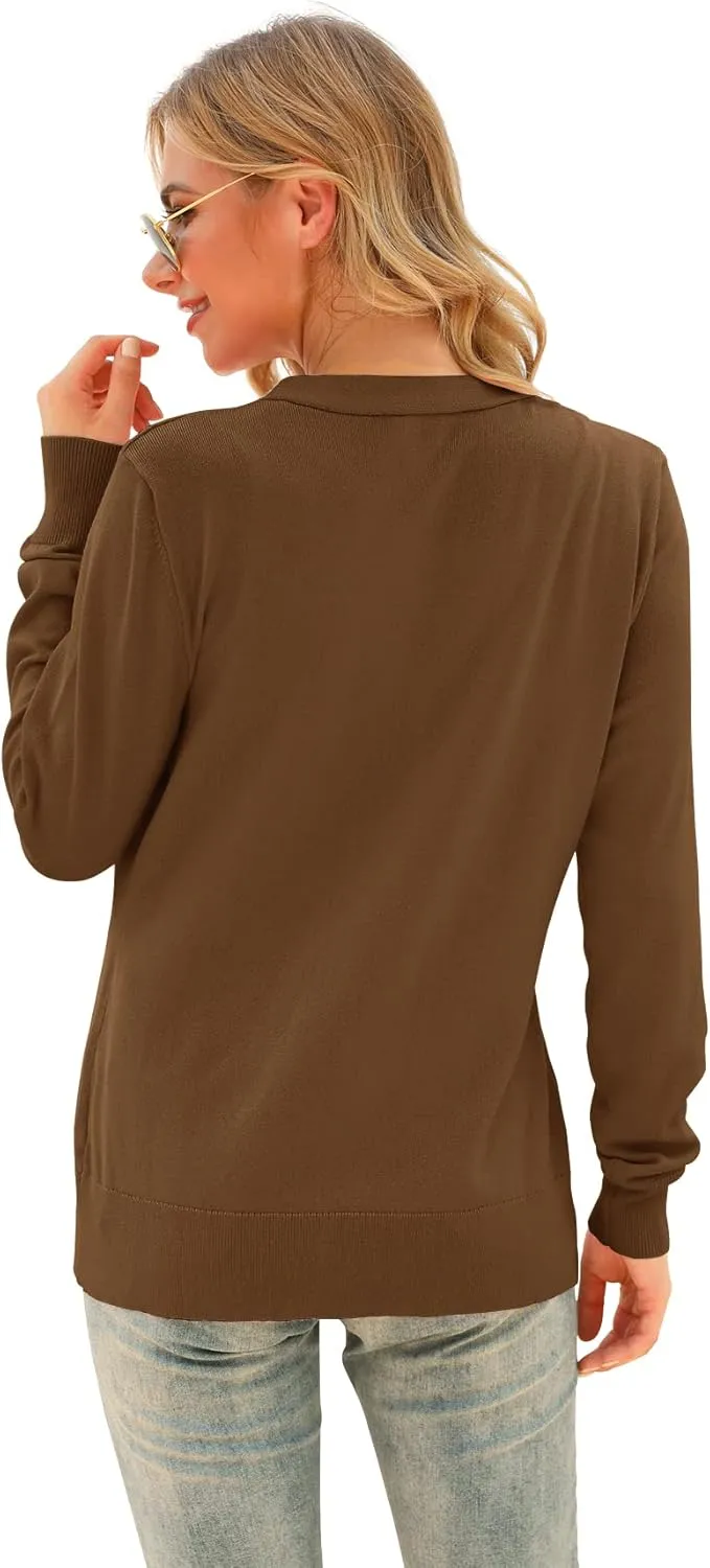 VIISHOW Women's V Neck Button Down Knitwear Long Sleeve Soft Basic Knit Cardigan Sweater