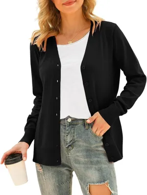 VIISHOW Women's V Neck Button Down Knitwear Long Sleeve Soft Basic Knit Cardigan Sweater
