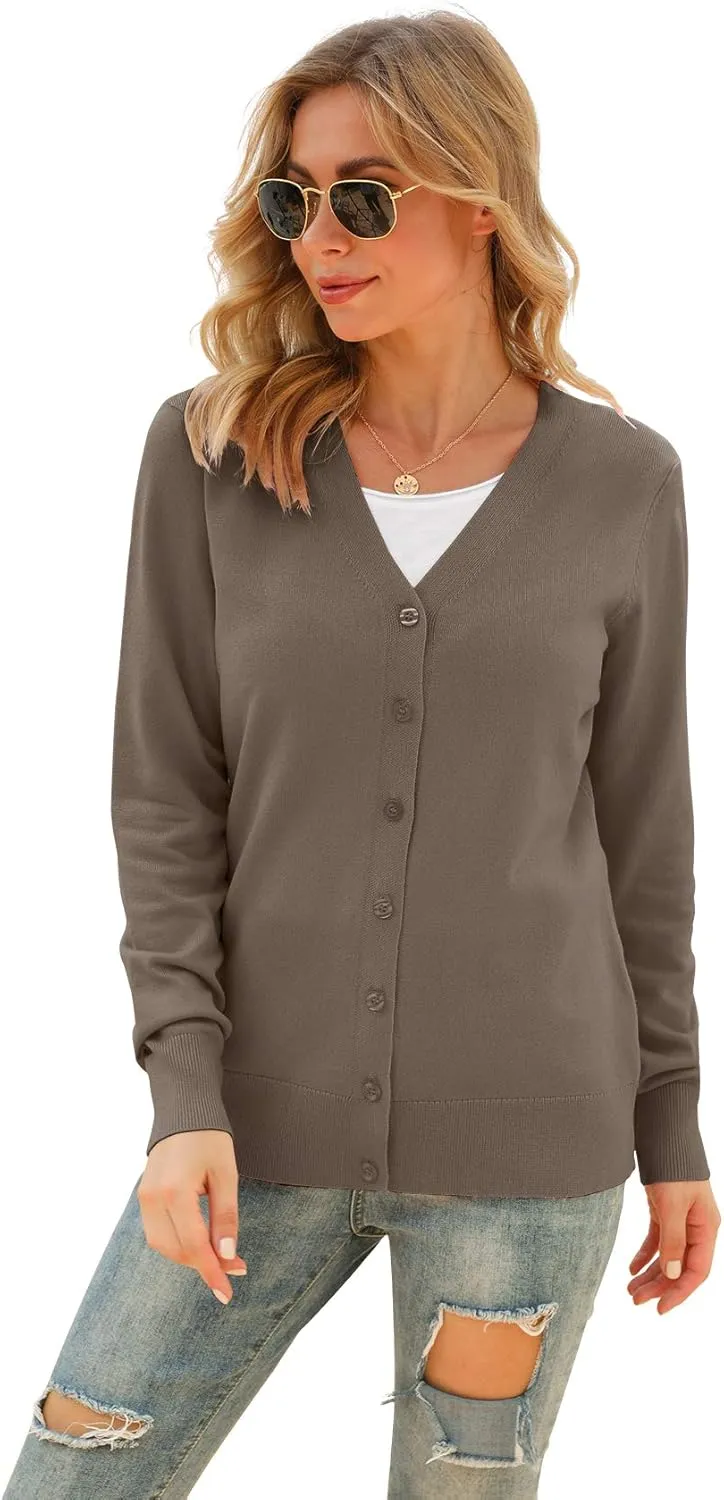 VIISHOW Women's V Neck Button Down Knitwear Long Sleeve Soft Basic Knit Cardigan Sweater
