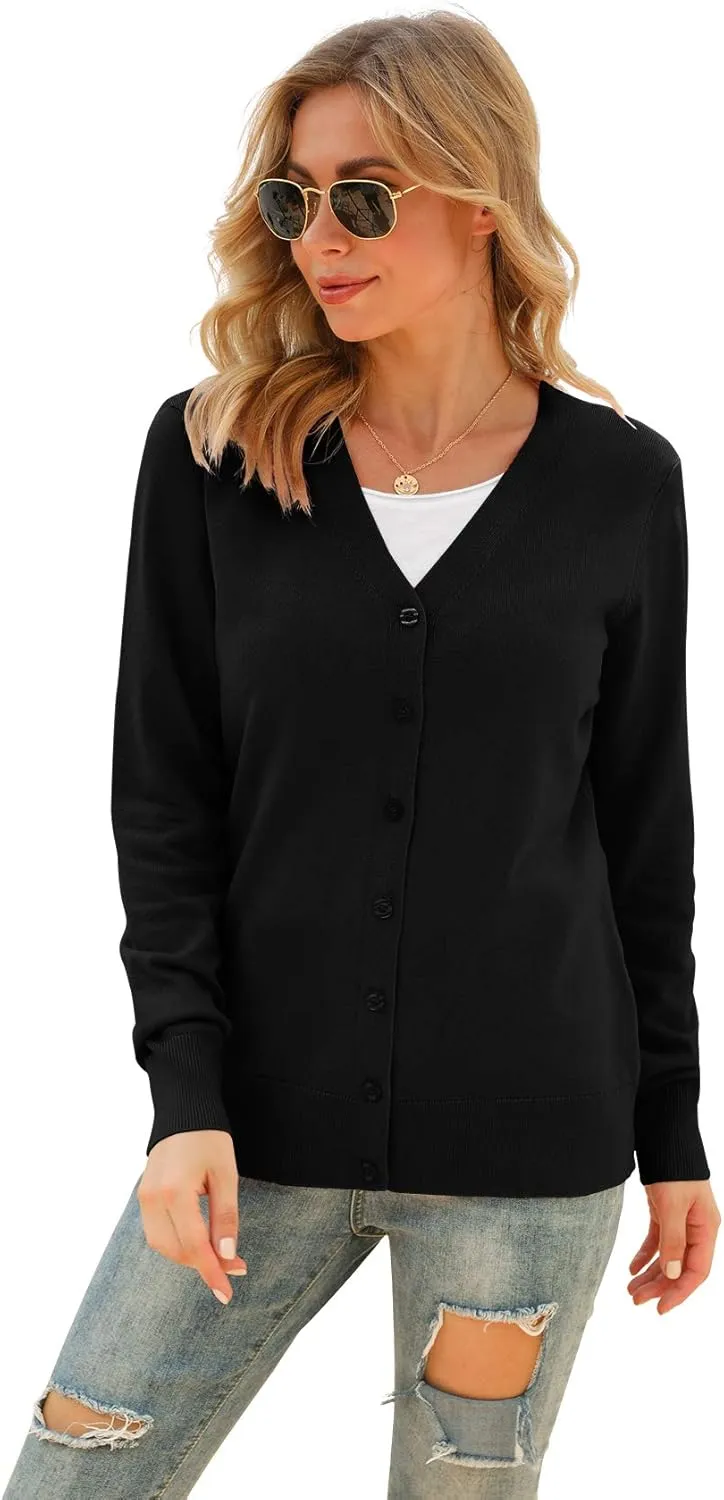 VIISHOW Women's V Neck Button Down Knitwear Long Sleeve Soft Basic Knit Cardigan Sweater