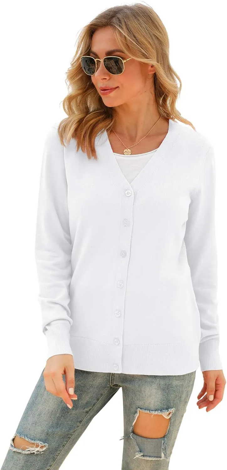 VIISHOW Women's V Neck Button Down Knitwear Long Sleeve Soft Basic Knit Cardigan Sweater