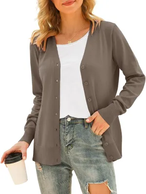 VIISHOW Women's V Neck Button Down Knitwear Long Sleeve Soft Basic Knit Cardigan Sweater