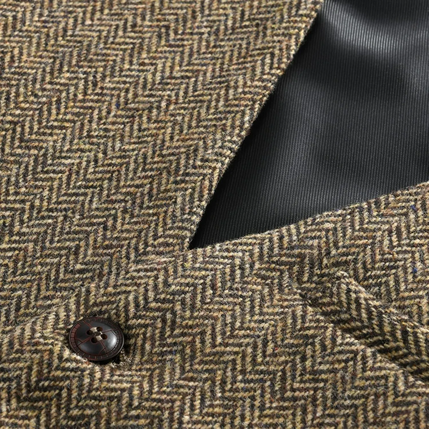 VOBOOM Men's Slim Fit Herringbone Tweed Suits Vest Premium Wool Blend Waistcoat